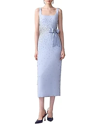 Embellished Bow Scoopneck Cocktail Dress