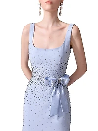 Embellished Bow Scoopneck Cocktail Dress