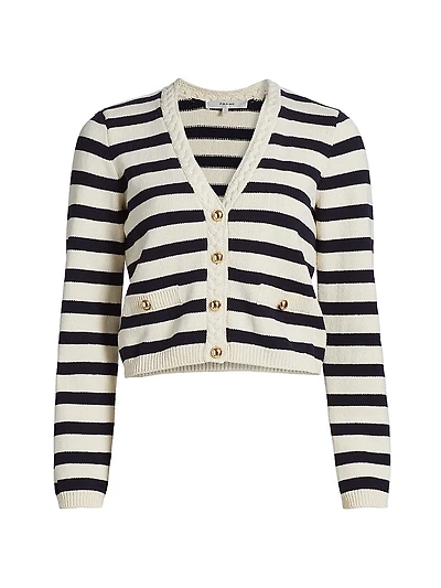 The Harbor Braid-Accented Striped Cardigan
