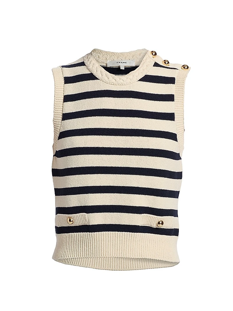 The Harbor Striped Cotton-Blend Sleeveless Top