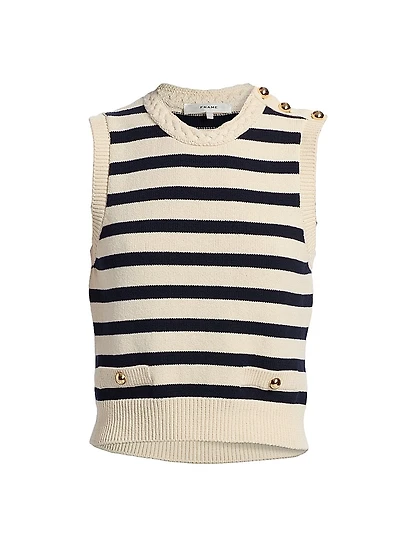 The Harbor Striped Cotton-Blend Sleeveless Top