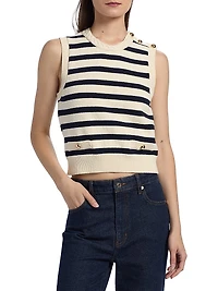 The Harbor Striped Cotton-Blend Sleeveless Top