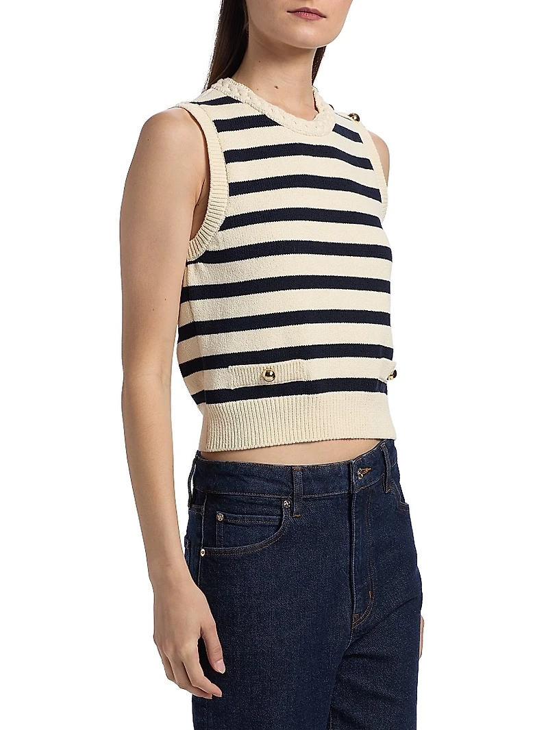 The Harbor Striped Cotton-Blend Sleeveless Top