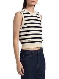 The Harbor Striped Cotton-Blend Sleeveless Top