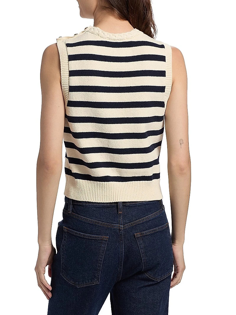 The Harbor Striped Cotton-Blend Sleeveless Top