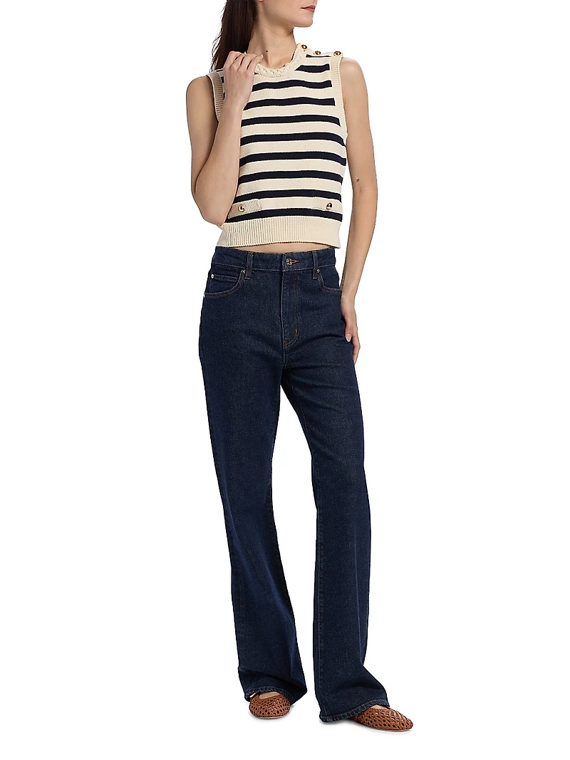 The Harbor Striped Cotton-Blend Sleeveless Top