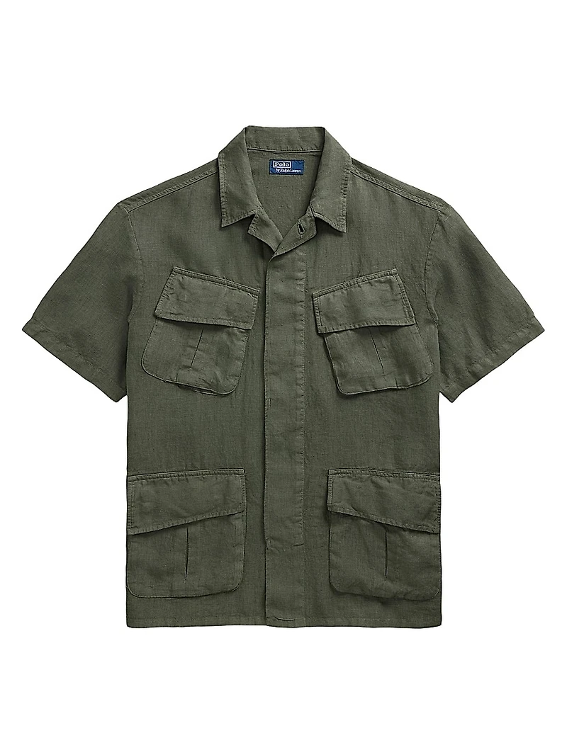 Linen Short-Sleeve Overshirt