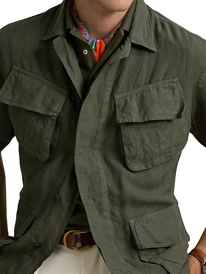 Linen Short-Sleeve Overshirt