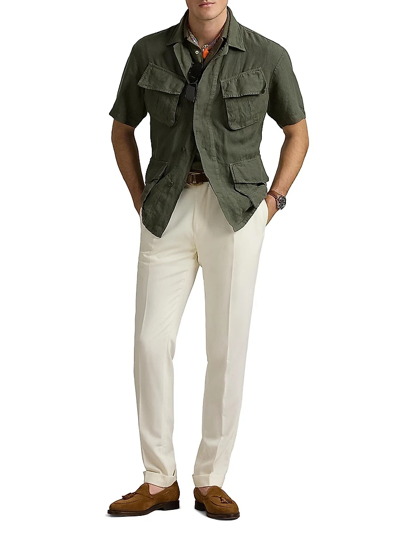 Linen Short-Sleeve Overshirt