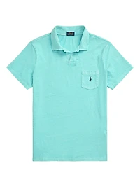 Cotton-Linen Johnny Collar Polo Shirt