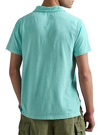 Cotton-Linen Johnny Collar Polo Shirt