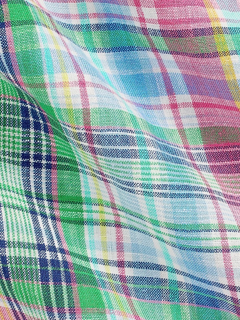 Classic Fit Plaid Linen Shirt