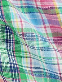 Classic Fit Plaid Linen Shirt