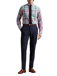 Classic Fit Plaid Linen Shirt