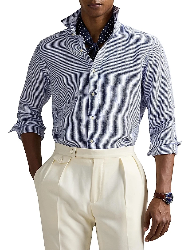 Classic Fit Striped Linen Shirt