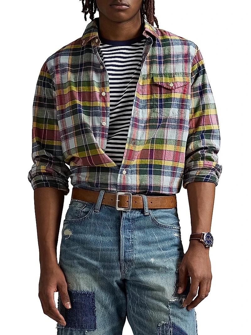 Classic Fit Madras Plaid Shirt