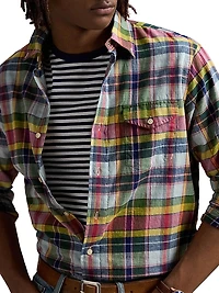 Classic Fit Madras Plaid Shirt