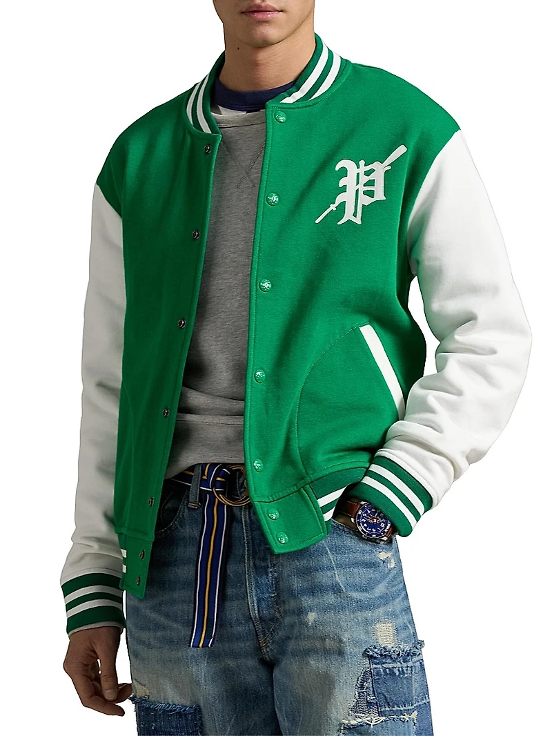 Fleece Graphic Baseball Jacket