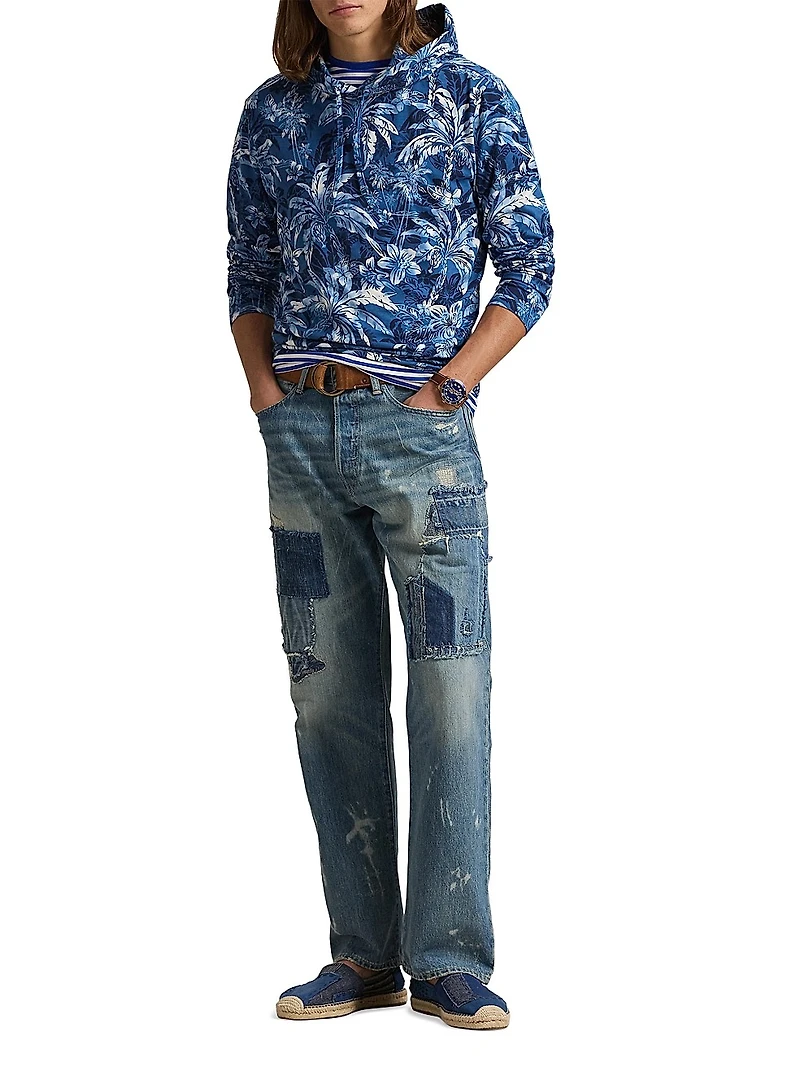 Tropical-Print Jersey Hooded T-Shirt