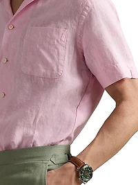 Classic-Fit Slub Linen Camp Shirt