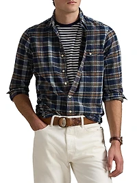 Classic-Fit Indigo Madras Shirt