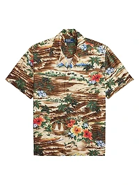 Classic-Fit Tropical-Print Camp Shirt
