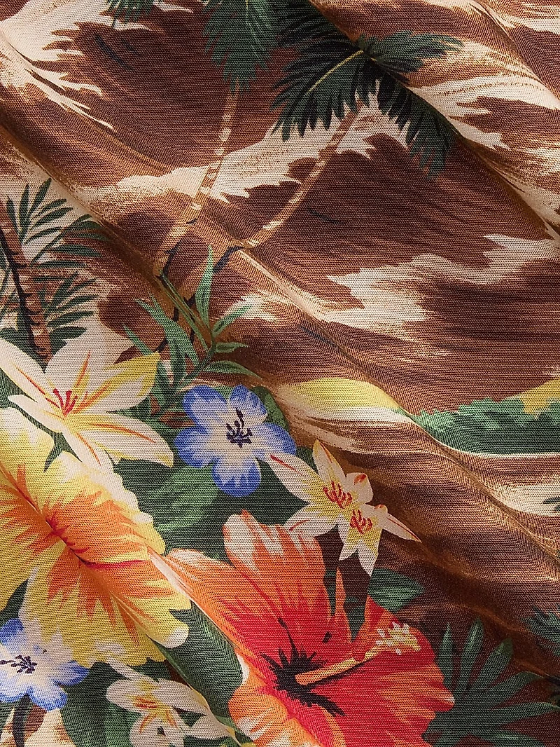 Classic-Fit Tropical-Print Camp Shirt
