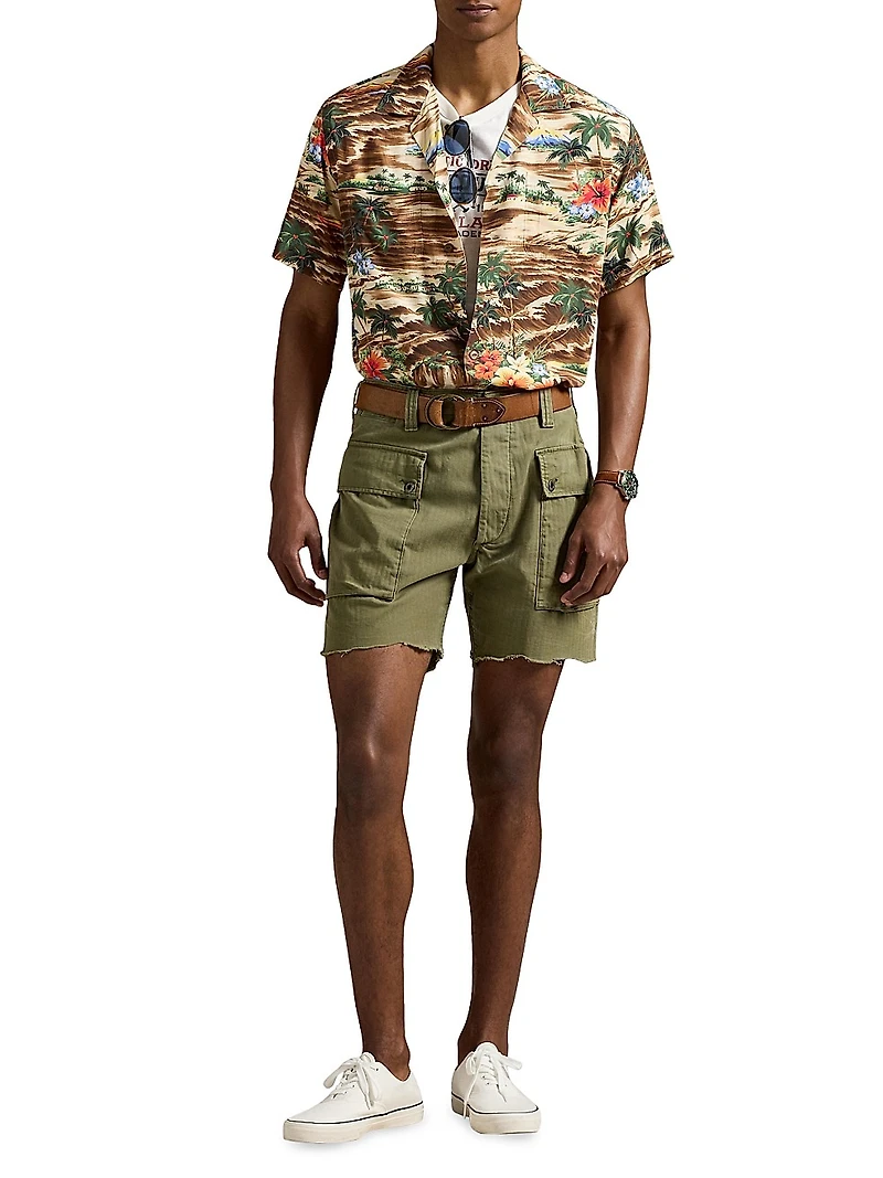 Classic-Fit Tropical-Print Camp Shirt