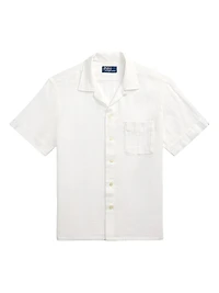Classic-Fit Basket-Weave Camp Shirt