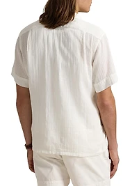 Classic-Fit Basket-Weave Camp Shirt