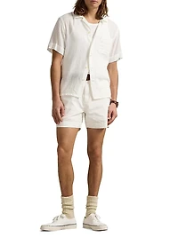 Classic-Fit Basket-Weave Camp Shirt