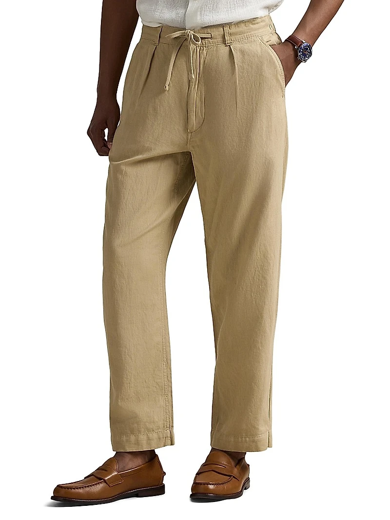 Relaxed-Fit Linen-Cotton Pants