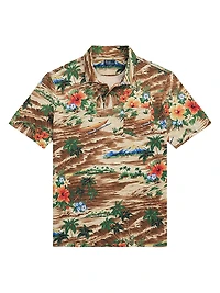 Tropical Linen-Cotton Polo Shirt