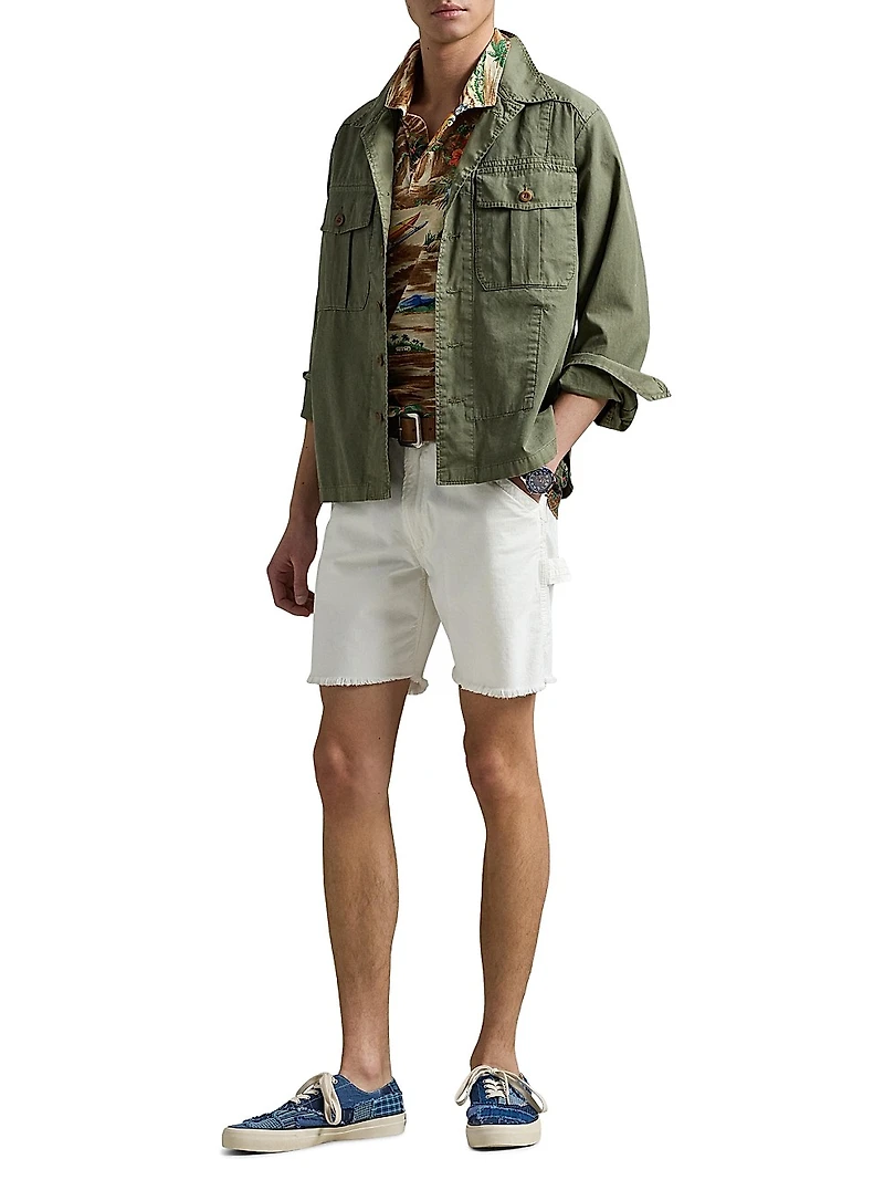 Tropical Linen-Cotton Polo Shirt