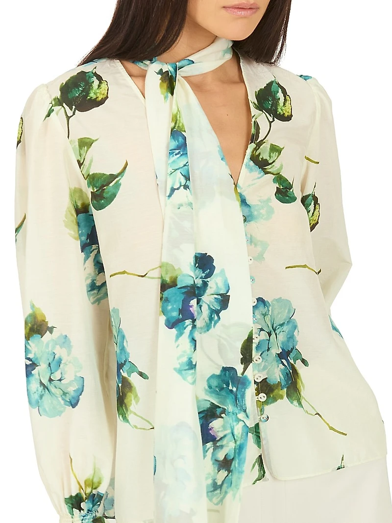 Eliana Floral Cotton-Silk Blouse