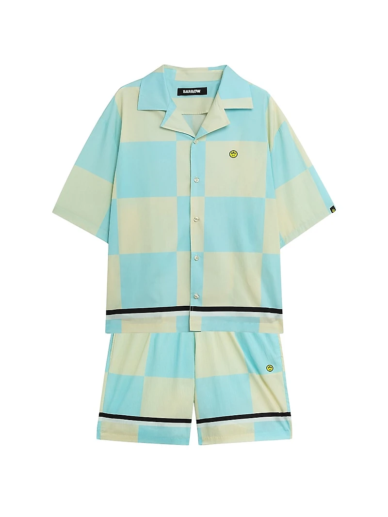 Popeline Checked Cotton Camp Shirt