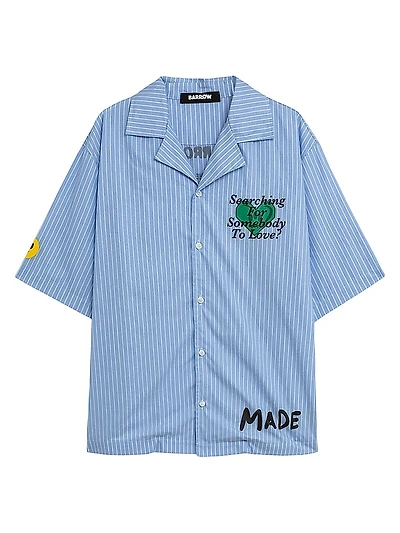 Popeline Graphic Cotton Camp Shirt