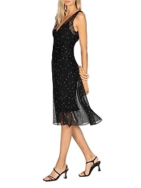Soho Twila Polka Dot Crinkle Silk Midi-Dress