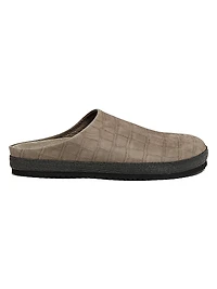 Crocodile-Embossed Suede Slippers