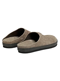 Crocodile-Embossed Suede Slippers