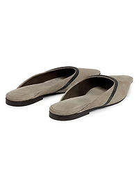 Monili-Trimmed Suede Mules