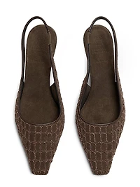 Monili-Embroidered Suede Slingback Pumps