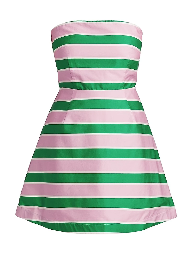Beatrix Striped Linen-Cotton Strapless Minidress