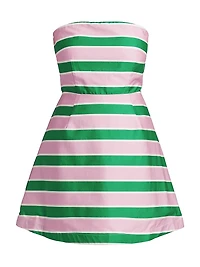 Beatrix Striped Linen-Cotton Strapless Minidress