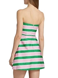 Beatrix Striped Linen-Cotton Strapless Minidress