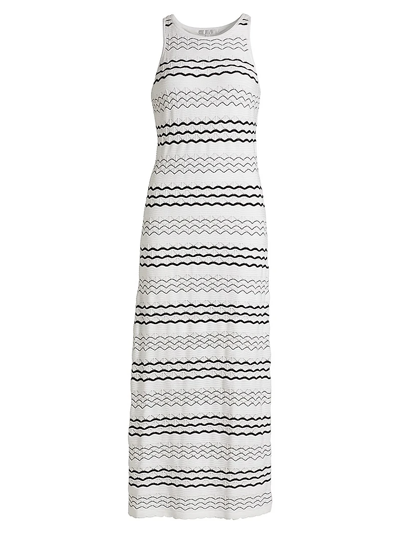 Striped Knit Sleeveless Maxi Dress