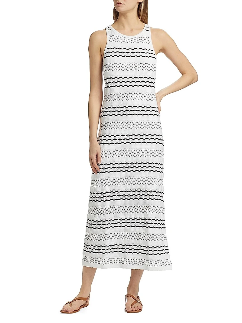 Striped Knit Sleeveless Maxi Dress