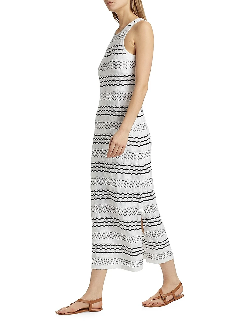 Striped Knit Sleeveless Maxi Dress