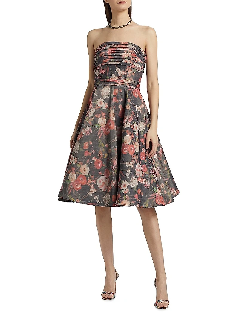 Floral Taffeta Cocktail Dress