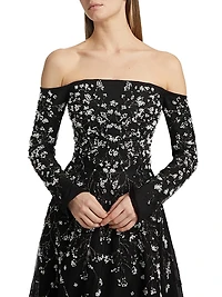 Embroidered Tulle Gown